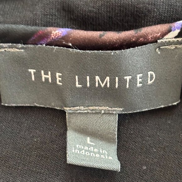 The‎ Limited Mixed Media Hi-Low 3/4 Sleeve Top - Black Floral Multi - Size L - Picture 7 of 10